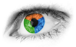 A multi-colored eyeball